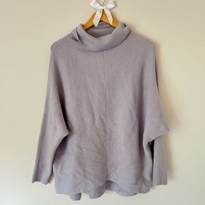 Light Purple Ribbed Turtleneck Oversized Boxy Sweater